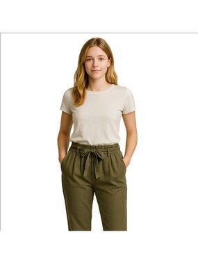 H&M LOGG Olive Green Pleated Drawstring Pants Size 10